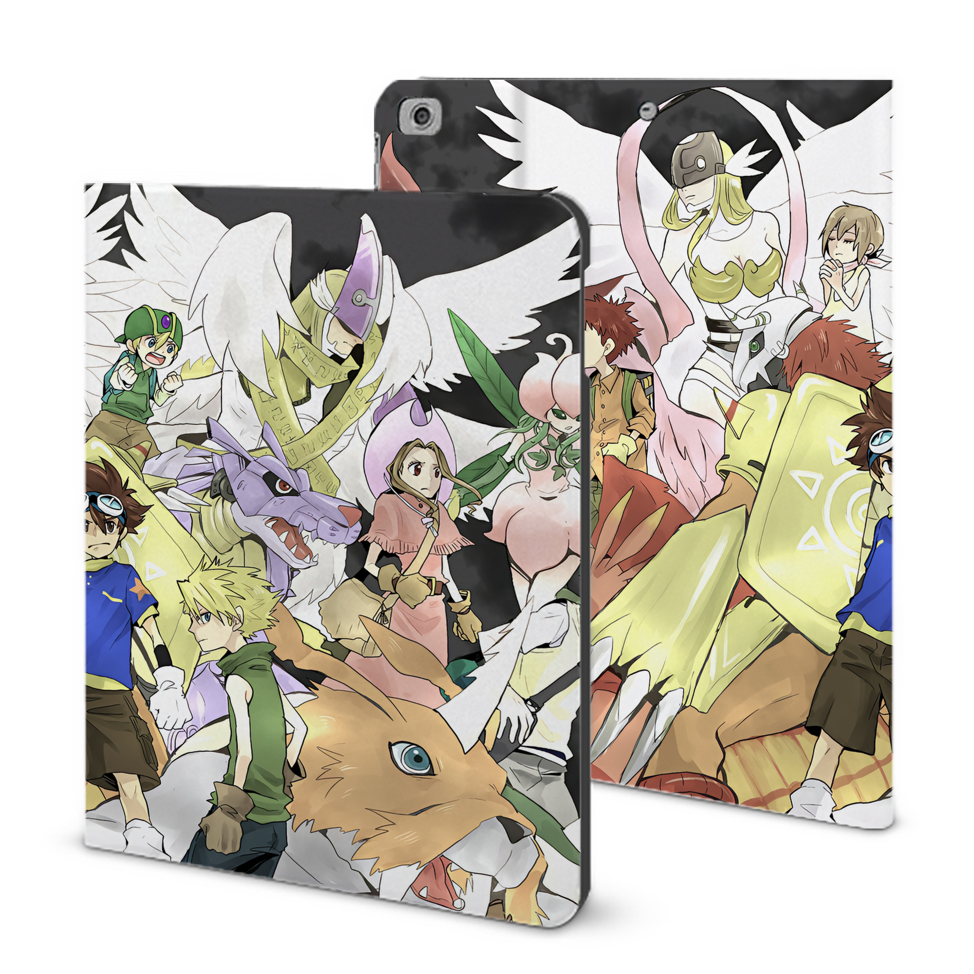 （画像用） Digimon デジタルモンスター/デジモン IPad ケース ブック型 PUレザー TPU 耐衝撃 軽量 薄型 ペン収納なし 全面保護 IPad 各モデル対応